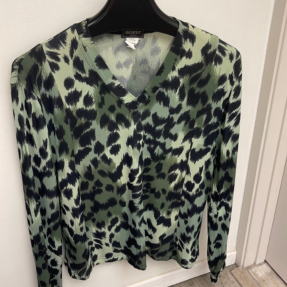 Rare Vintage1990s  Istante by Versace animal print boxy v neck pull over (L)
